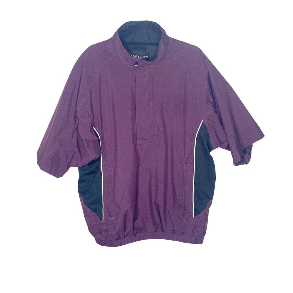Dryjoys Footjoy Men SZ L Short Sleeve 1/4 Zip Snap Pullover Jacket Windbreaker